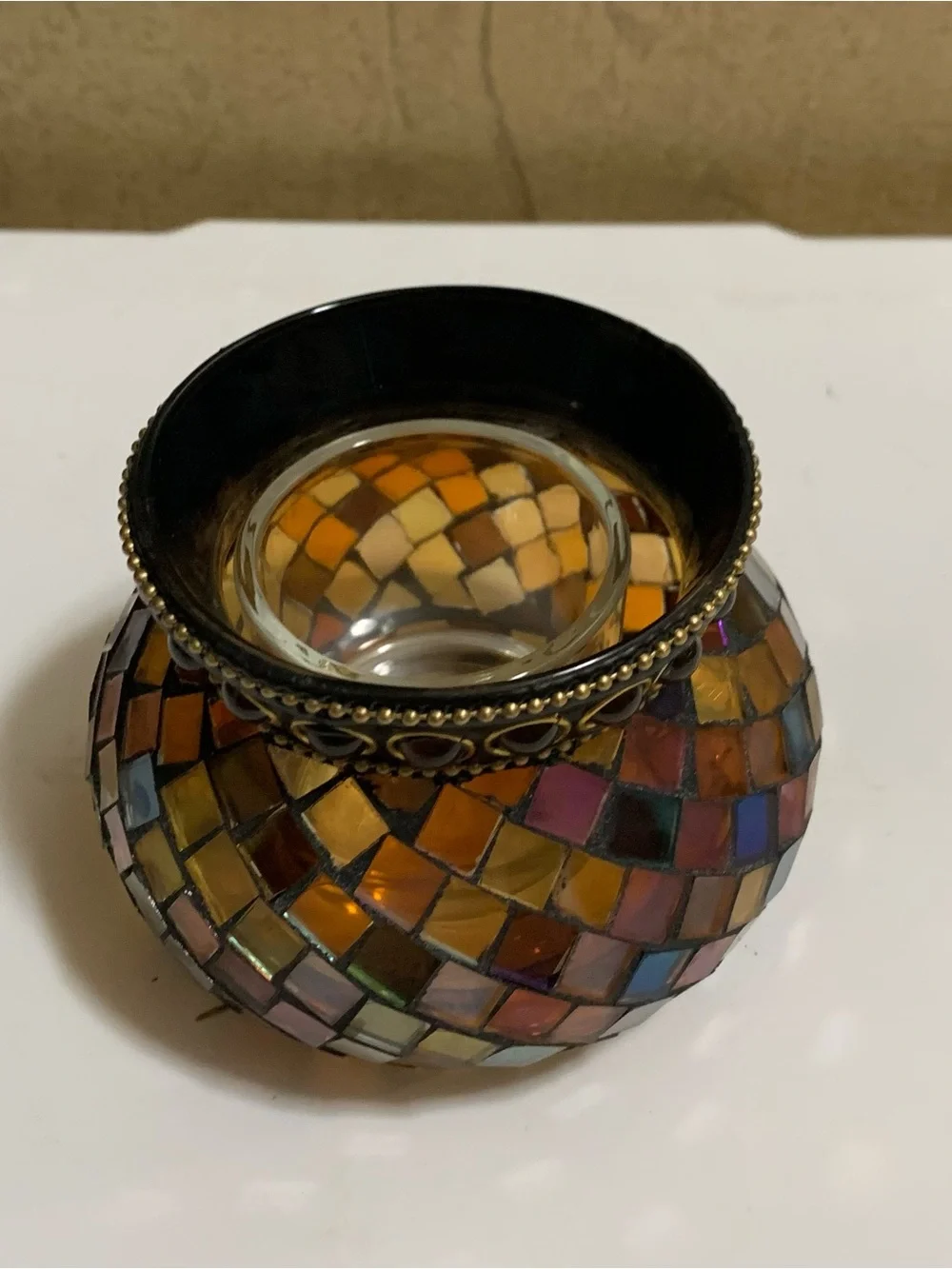 PARTYLITE Global Fusion mosaic glass Votive Candle Holder P8367 NEW in Box